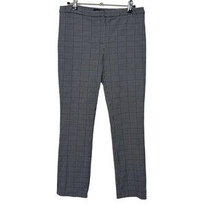 Theory Slim Kick Precision Ponte Pants Women’s Size 4 Black White Print Pull-On